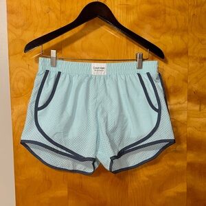 Calvin Klein Mint Perforated Athletic Shorts with Navy Trim
